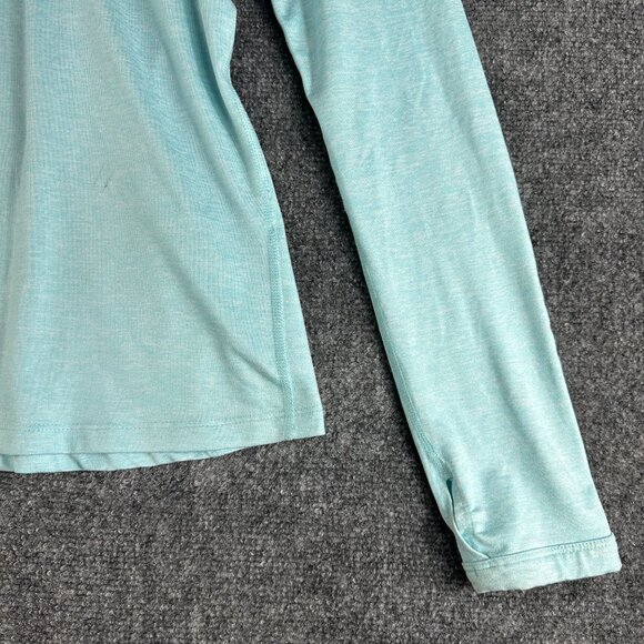 Nike Running Top Womens Small 1/4 Zip Dri Fit Blue Stretch Thumb Holes - Picture 2 of 11